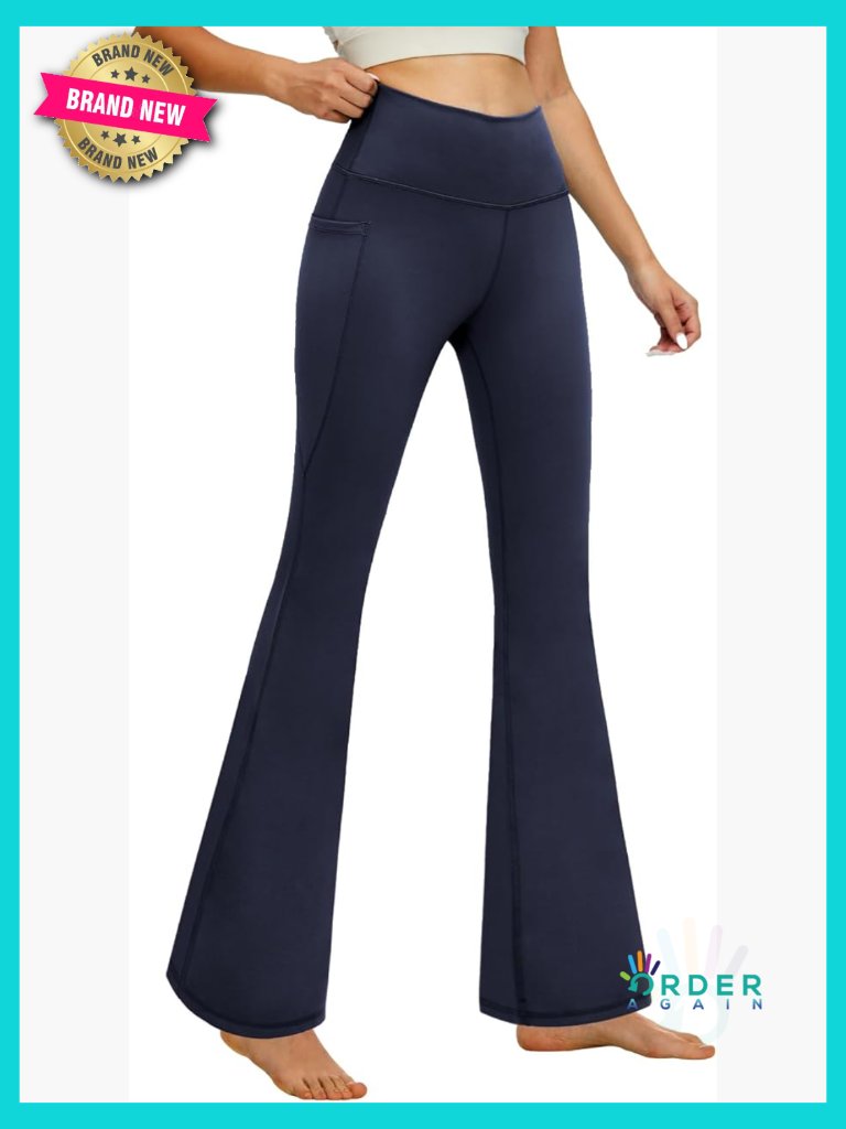 High Waisted Bootcut Yoga Pants With Pockets Tummy Control Flare Leggings